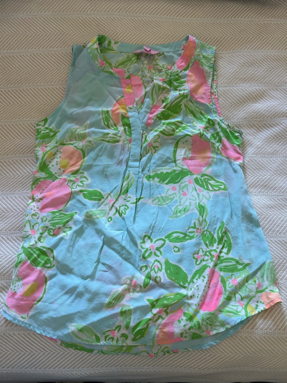 Lilly Pulitzer Light Blue Pink and Green Floral Sleeveless Camisole